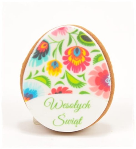 Ciastko pisanka 12x9 cm z jadalnym nadrukiem wzór kwiaty